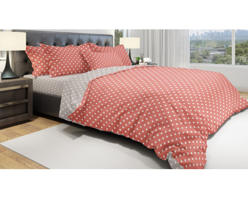 Постельное белье полутораспальное Eco Cotton Dots RED-GY