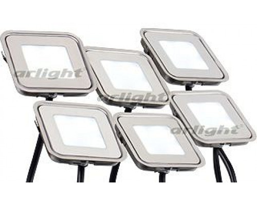 Набор из 6 встраиваемых светильников Arlight  KT-S-6x0.6W LED Warm White 12V (квадрат)